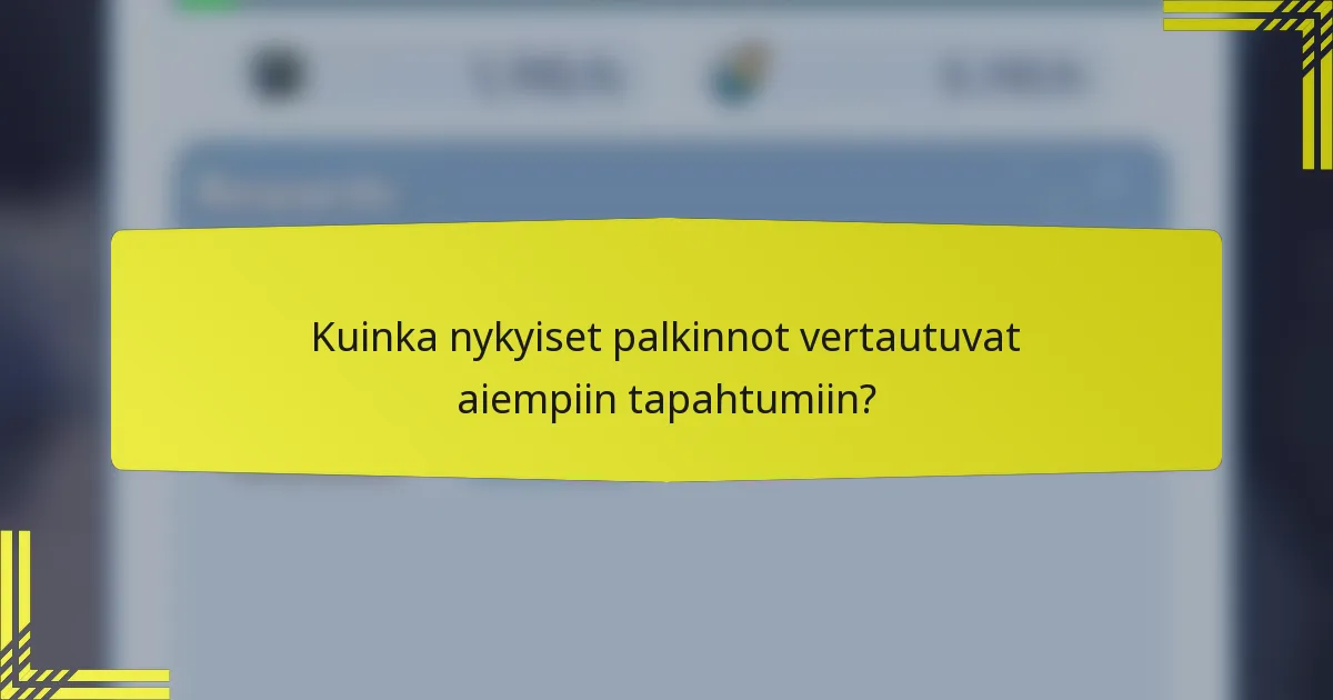 Kuinka nykyiset palkinnot vertautuvat aiempiin tapahtumiin?