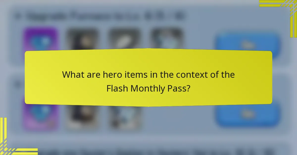 What are hero items in the context of the Flash Monthly Pass?